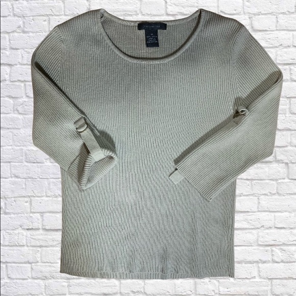 The Limited green knit roll tab sleeve sweater M - Picture 5 of 6